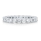 Sterling Silver Ring Prong-Set Round 3mm Cubic Zirconia Eternity Band Ring - Ideal Gift For Mother Day, Anniversary, Engagement, Wedding, Birthday, For Her
