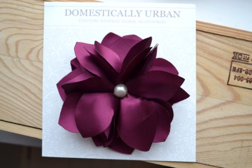 Eggplant Flower Hair Clip/brooch with Elegant Pearl Embellishment Eggplant Flower Hair Clip/brooch with Elegant Pearl Embellishment