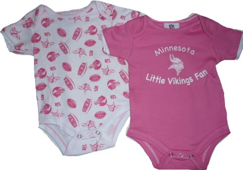 Minnesota Vikings Pink Girls Baby Infant 2 Pc Creeper Onesie Set 3 6 Months