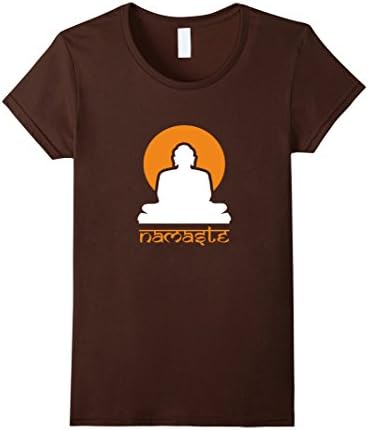 Women's Rising Sun Namaste Buddha T-Shirt Large Brown