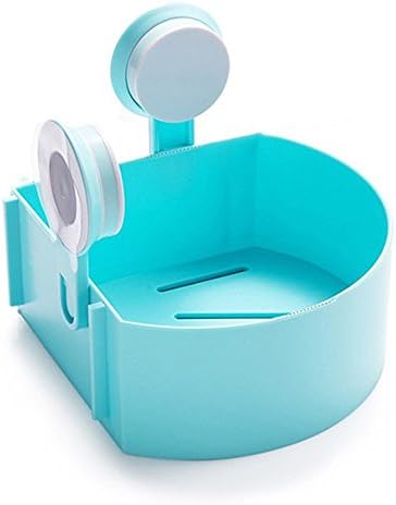 Kitchen Bathroom Plastic Shower Square Organizer Holder Tray With Suction Cups Wall Shelf Sector Shape Storage Shelf Soap Holder (Blue)