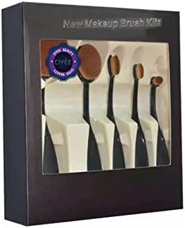 Ciyee 2016 Professional Cosmetic Beauty Toothbrush Shap Foundation Power Makeup Black 5pcs Oval Cream Puff Brushes