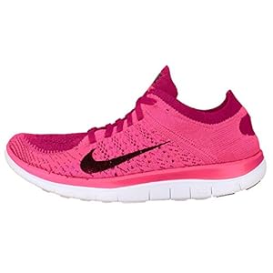 Nike Women's Wmns Free 4.0 Flyknit, PINK FLASH/BLACK-FRBRRY-WHITE, 6.5 M US
