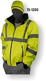 Majestic Glove 75-1300 PU Coated Polyester High Visibility Bomber Jacket with Fix Quilted Liner, X-Large, Yellow