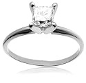 14k White or Yellow Gold Princess-Cut Solitaire Engagement Ring (3/4 ct, I-J Color, I1-I2 Clarity)