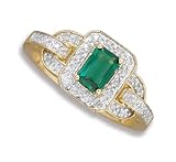 1/2 ct.tw. Created Emerald and Diamond Ring