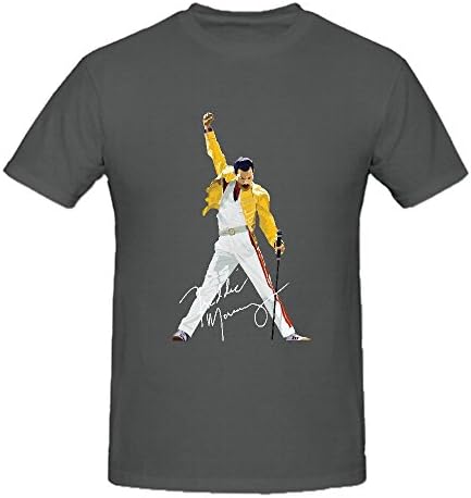 YDF Men's Queen Band Freddie Mercury Autograph Shirts Cotton Grey 3XL