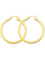 3mm, 14K Yellow Gold Square Tube Hoop Earrings, 40mm (1 1/2")