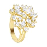 18 KT Gold Layered 20mm Clear CZ Studded Accented Polished Finish 3mm Band Designer Ring