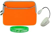 Non-OEM Amazon Kindle DX 9.7 Dual-Pocket Sleeve Case with Clip-on Reading Lights - Orange