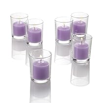 Set of 12 Votive Holders & 12 Votive Candles, Lavender