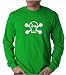 Men's Long-Sleeve T-Shirt : Irish Skull and Crossbones - Skull with Shamrock Eye Patch for St Patricks Day - Irish Green - Small