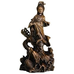 Bronze Kuan-Yin on Dragons Statue
