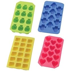 HIC Brands that Cook Assorted Flexible Non Stick Ice Cube Trays - Set of 4