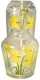 Hand Painted Glassware Daffodil Design - Bedside Carafe/ Desk Set