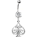 White Tribal Spade Dangle Belly Ring