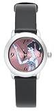 kids and infants educational toys item: Barbie Kids' Black Leather Watch #BC0235TIN