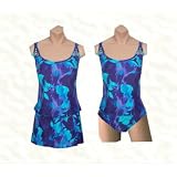 Carol Wior Slimsuit Hibiscus Print 3-piece Skirtini / Tankini Style Swimsuit RETAIL VALUE $129