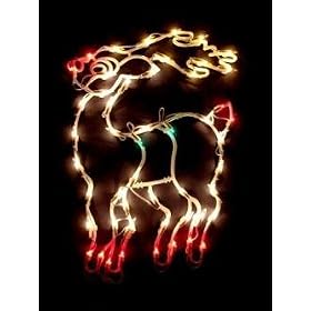 17" Lighted Reindeer Christmas Window Silhouette Decoration