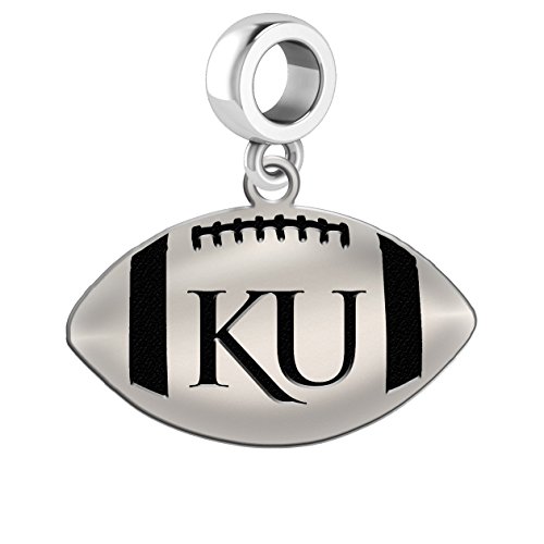 Kansas Jayhawks Sterling Silver Football Cut Out Drop Charm Fits All European Style Charm Bracelets