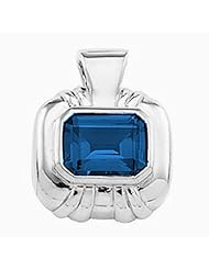 10K Yellow Gold Emerald Cut Chatham Created Sapphire Pendant -- LIFETIME WARRANTY