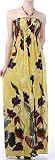 Floral Vines Graphic Print Beaded Halter Smocked Bodice Long / Maxi Dress
