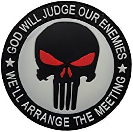 FODR Punisher God Will Judge Our Enemier We'll Arrange The Meeting Tactical Rubber PVC Patches White