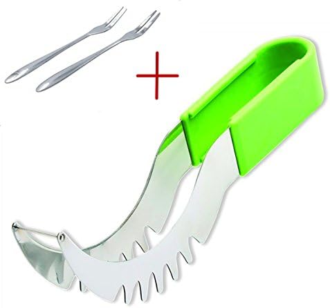 Negre Rubber Grip Watermelon Slicer Corer And Set Of 2 Fruit Forks High quality Multi-purpose Not Sharp and safe Stainless Steel Fruit Peeler