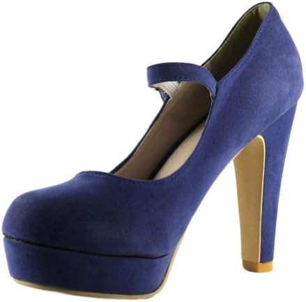 WXBUY Women's Mary Jane Sexy Ankle Stilettos Blue Suede Pump 8 B(M) US