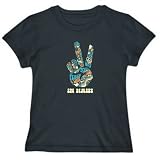 T-Shirt Womens Black  PEACE & LOVE IN Haiti - Hand Collage Countries