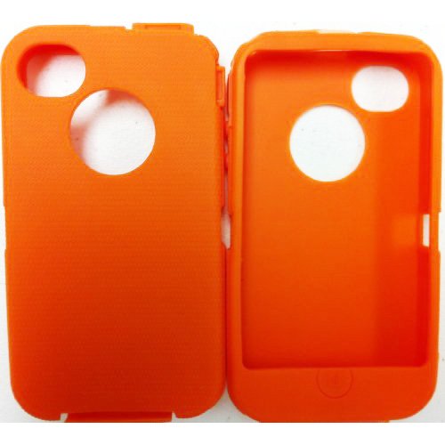 Replacement Silicone Skin For iphone 4/4s Otterbox Defender case with Oval cutout by SportyGigabite, Orange