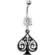 Black Tribal Spade Dangle Belly Ring