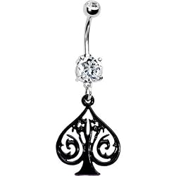 Black Tribal Spade Dangle Belly Ring