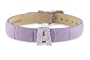 Diamond Clip On Initial letter "A" with Purple Leather Bracelet