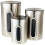 Steeltek 18/8 Stainless Steel 3-Piece Canister Set with Windows