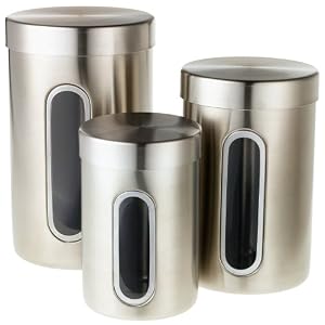 Steeltek 18/8 Stainless Steel 3-Piece Canister Set with Windows