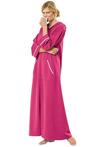 Dreams & Co. Women's Plus Size Hooded French Terry Long Robe