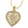 14K Yellow Gold Vintage Window Heart Pendant Necklace