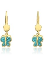 Molly Glitz Girls' 14K Gold-Plated Crystal Butterfly Earrings