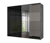 Solutions 49280-400 Schwebet&uuml;renschrank 250 x 216 x 68 cm / silber / Spiegel / Glas-schwarz