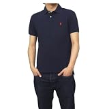 「ポロ ラルフローレン メンズ POLO RALPH LAUREN メンズ CUSTUM FIT(カスタムフィット) 鹿の子 ラルフ 半袖ポロシャツ 0723 ネイビー×レッド Sサイズ 並行輸入品」の画像