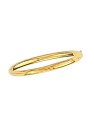 14K Yellow Gold 08" 5.0mm Plain Polish Round Domed Classic Bangle With Clasp