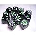 Chessex Dice D6 Sets: Gemini Black/Grey/Gray with Green - 16Mm Six Sided Die (12) Block of Dice, Multicolor