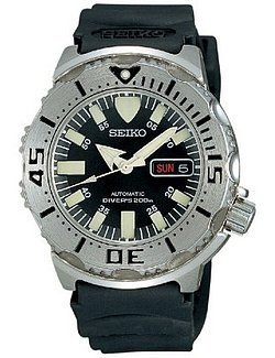 Seiko Watches, Seiko Diver's Automatic 200M - Black Dial - Stainless Bracelet Mens Watch