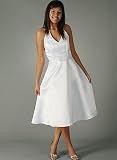 A-Line Halter Tea-Length Dress for Bridesmaid Formal Prom