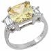Sterling Silver Citrine Yellow and Simulated Diamond CZ Square Stone Ring