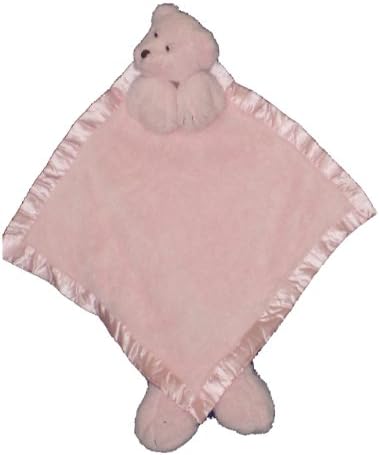 Ellis Baby Plush Blankie -Super Soft Baby Security Blanket 15"x15" Pink Teddy Bear Lovie Banky Blankie Toy