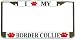 I Love My Border Collie Paw Prints Dog Chrome Metal License Plate Frame Holder