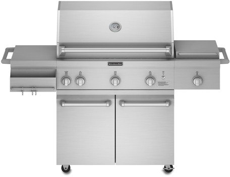 KitchenAid KFRS365TSS 36" LP Gas Grill with 623 sq. in. Cooking Surface, 2 "U" Shaped Burners, Infrared Sear & Rotisserie Burner, Side Burner, Utility Bin and Pull-Out Tank Tray
