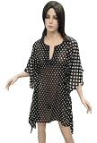 Hot Black DOT Print Kaftan Short Tube Tunic Cover up Wrap
